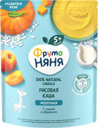 Каша рисовая ФРУТОНЯНЯ молочная, с тыквой и абрикосом, с 5 месяцев, 200г, детальное фото