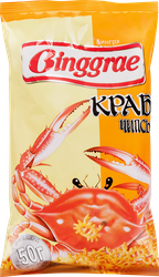 Чипсы хрустящие БИНГРЭ Краб, 50г, крупный план