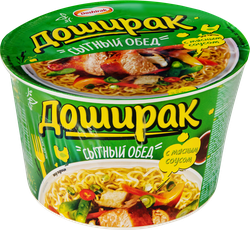 Лапша ДОШИРАК Сытный обед со вкусом курицы, 110г, крупный план