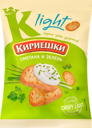 Сухарики хрустящие КИРИЕШКИ Light Сметана с зеленью, 80г, картинка
