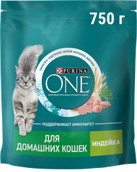 Корм сухой для взрослых кошек PURINA ONE Housecat с индейкой и цельными злаками, 750г, вид