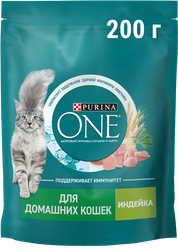 Корм сухой для взрослых кошек PURINA ONE Housecat с индейкой и цельными злаками, 200г, фотография