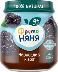 Пюре фруктовое ФРУТОНЯНЯ Чернослив, с 4 месяцев, 100г, крупный план