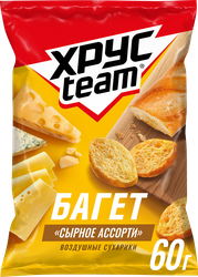 Сухарики ХРУСTEAM багет Сырное ассорти, 60г, изображение