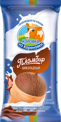 Мороженое КОРОВКА ИЗ КОРЕНОВКИ Пломбир шоколадный, без змж, вафельный стаканчик, 100г, фотография