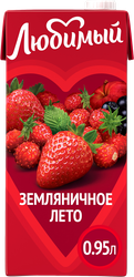 Напиток сокосодержащий ЛЮБИМЫЙ Яблоко, черноплодная рябина, клубника, земляника, 0.95л, фотография