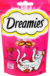 Лакомство для кошек DREAMIES Подушечки с говядиной, 60г, картинка