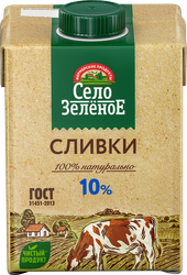 Сливки стерилизованные СЕЛО ЗЕЛЕНОЕ 10%, без змж, 500г, изображение