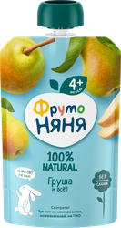 Пюре фруктовое ФРУТОНЯНЯ Груша, с 4 месяцев, 90г, фото