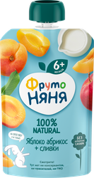 Пюре фруктовое ФРУТОНЯНЯ Яблоко, абрикос со сливками, с 6 месяцев, 90г, изображение