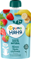 Десерт ФРУТОНЯНЯ из яблок бананов и клубники, с 7 месяцев, 90г, детальное фото