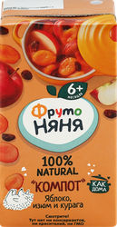 Компот ФРУТОНЯНЯ Яблоко, изюм, курага неосветленный, с 6 месяцев, 200мл, изображение