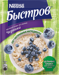 Хлопья овсяные БЫСТРОВ с черникой, 40г, картинка
