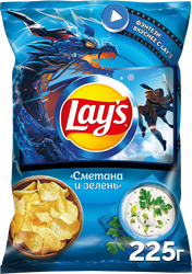Чипсы картофельные LAY'S Сметана и зелень, 225г, детальное фото