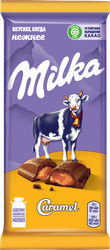 Шоколад молочный MILKA с карамельной начинкой, 90г, картинка