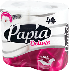 Бумага туалетная PAPIA Deluxe 4-слоя, 4шт, картинка
