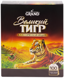 Чай черный GRAND Великий Тигр Индийский байховый, 100пак, фото