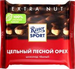 Шоколад темный RITTER SPORT Цельный лесной орех, 100г, фото