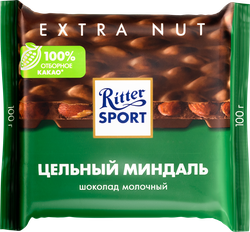 Шоколад молочный RITTER SPORT Цельный миндаль, 100г, изображение