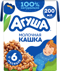 Кашка гречневая детская АГУША Засыпай-ка молочная 2,5%, с 6 месяцев, 200мл, детальное фото