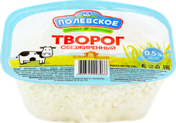 Творог ПОЛЕВСКОЕ 1%, без змж, 250г, крупный план