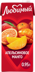 Напиток сокосодержащий ЛЮБИМЫЙ Апельсиновое манго с мякотью, 0.95л, фото