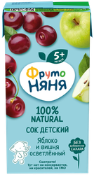 Сок ФРУТОНЯНЯ Яблоко-вишня, с 5 месяцев, 200мл, изображение