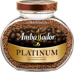 Кофе растворимый AMBASSADOR Platinum, ст/б, 190г, крупный план