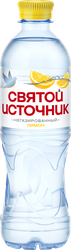 Напиток СВЯТОЙ ИСТОЧНИК природная вода + лимон негазированный, 0.5л, крупный план