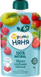 Десерт ФРУТОНЯНЯ из яблок, клубники и малины, с 6 месяцев, 90г, изображение