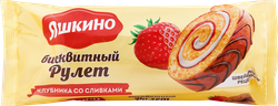 Рулет бисквитный ЯШКИНО Клубника со сливками, 200г, фото