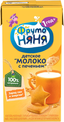Молоко детское ФРУТОНЯНЯ Молоко с печеньем 2,4%, без змж, 200мл, изображение