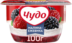 Десерт творожный ЧУДО Творожок взбитый Малина, ежевика двухслойный 4,2%, без змж, 100г, фото