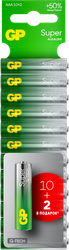 Батарейки алкалиновые GP Super Alkaline АAA, 10+2шт бесплатно, картинка