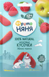 Фруктовые кусочки ФРУТОНЯНЯ Яблоко, малина, с 12 месяцев, 15г, фотография