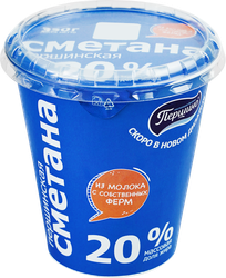 Сметана ПЕРШИНСКОЕ 20%, без змж, 330г, фотография