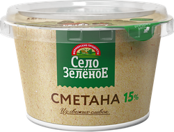 Сметана СЕЛО ЗЕЛЕНОЕ 15%, без змж, 180г, картинка