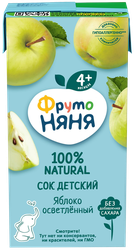 Сок ФРУТОНЯНЯ Яблоко осветленный без сахара, с 4 месяцев, 200мл, изображение