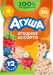 Хлебцы рисовые детские АГУША Полезный перекус Ягодное ассорти, с 12 месяцев, 30г, изображение
