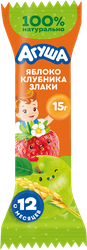 Батончик фруктово-злаковый детский АГУША Яблоко, клубника и злаки, с 12 месяцев, 15г, фото