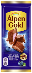 Шоколад молочный ALPEN GOLD с чернично-йогуртовой начинкой, 80г, детальное фото