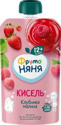 Кисель ягодный ФРУТОНЯНЯ Клубника, малина, с 12 месяцев, 130г, детальное фото
