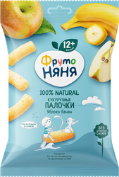 Палочки кукурузные ФРУТОНЯНЯ с яблоком и бананом, с 12 месяцев, 20г, детальное фото