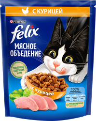 Корм сухой для взрослых кошек FELIX Мясное объедение&nbsp;с&nbsp;курицей, 200г, изображение