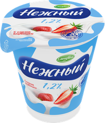 Продукт йогуртный пастеризованный НЕЖНЫЙ с соком клубники 1,2%, без змж, 320г, детальное фото