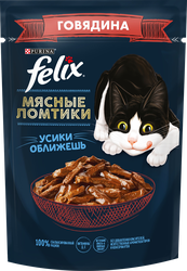 Корм влажный для взрослых кошек FELIX Мясные ломтики с&nbsp;говядиной в соусе, 75г, изображение