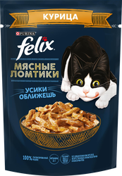 Корм влажный для взрослых кошек FELIX Мясные ломтики с&nbsp;курицей в соусе, 75г, крупный план