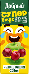Сок ДОБРЫЙ Active kid Супер Джус Яблоко, вишня, 0.2л, фотография