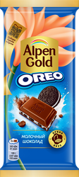 Шоколад молочный ALPEN GOLD Орео со вкусом ванили и кусочками печенья, 85г, фото
