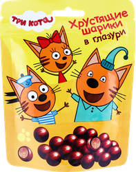 Хрустящие шарики ТРИ КОТА в шоколадной глазури, 75г, вид